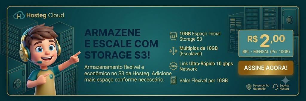 Hosteg Cloud Storage S3 — R$ 2,00 por 10GB