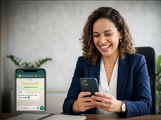 Cliente usando o WhatsApp Business com a API Papi